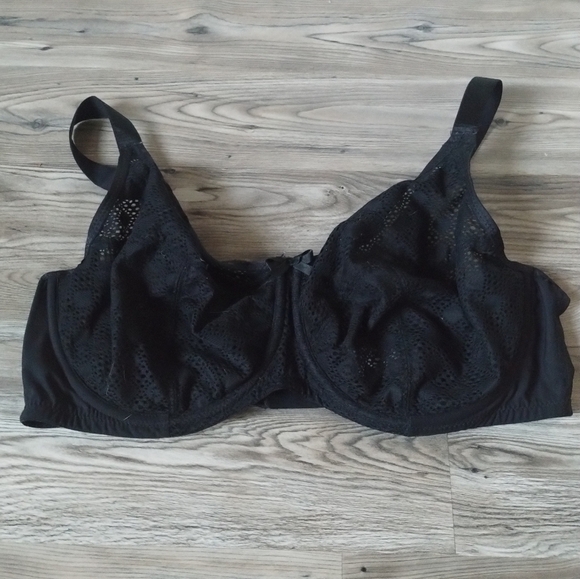 Glamorise Lace Comfort Wonderwire Underwire Bra In Black Women's Size 40DD 9855 - Picture 2 of 6